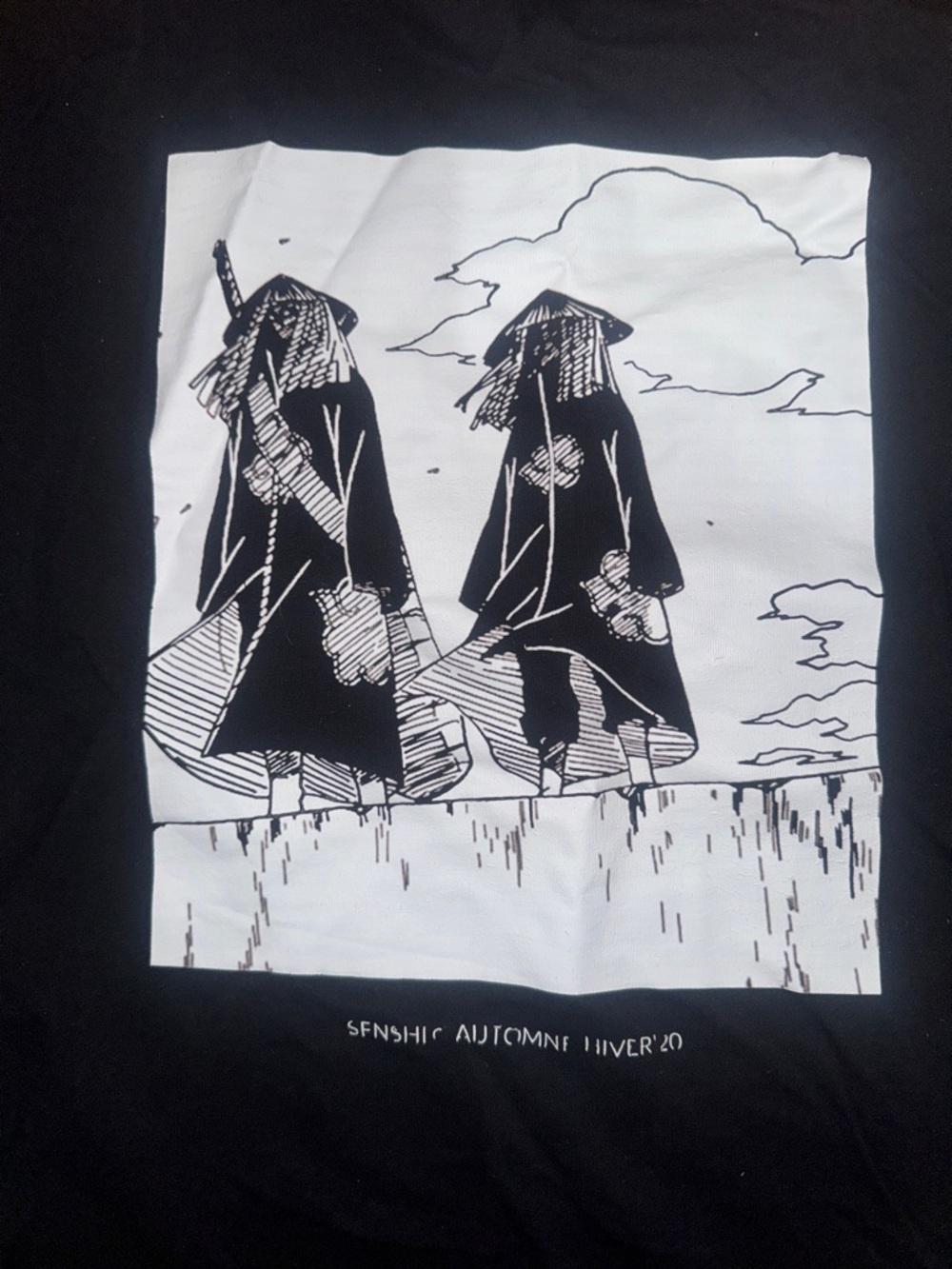 Black Graphic Tee with Small Center Logo